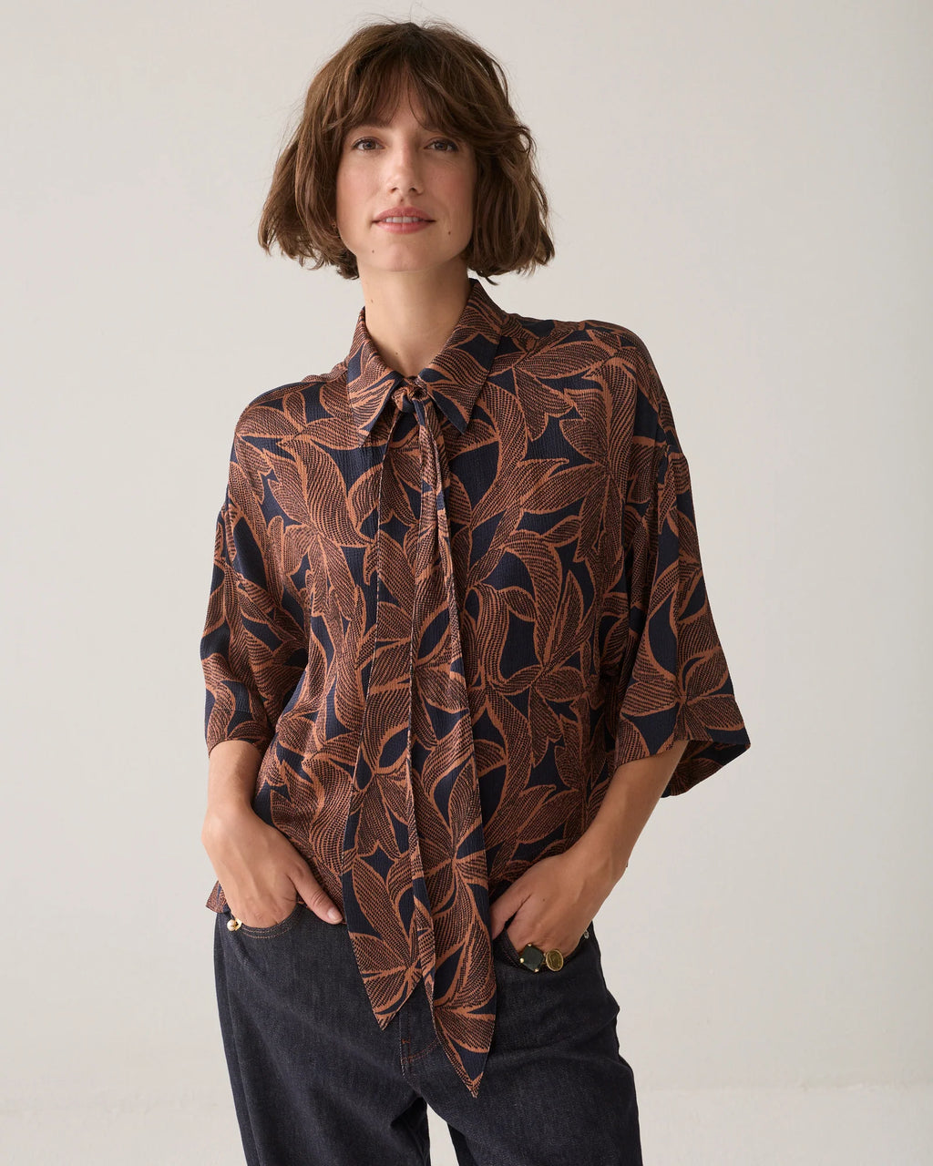 SUMMUM WOMAN Bluse mit abstraktem Blumenmuster