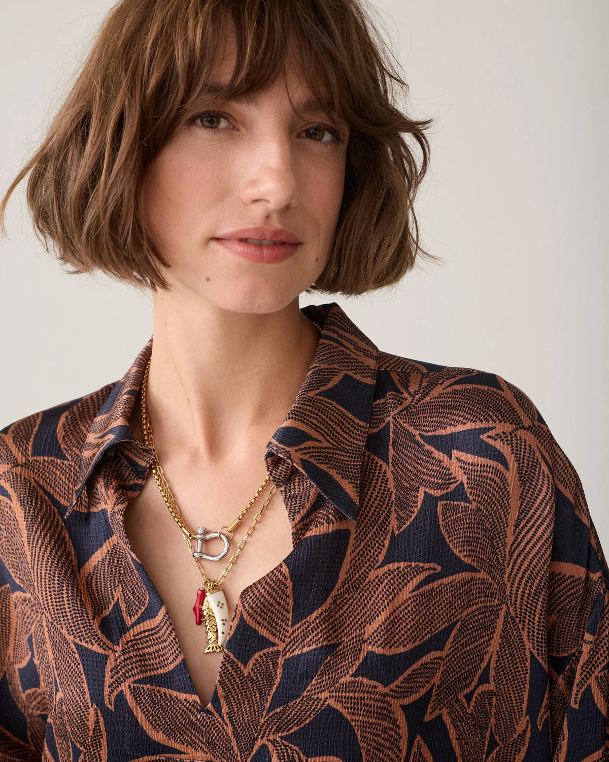 SUMMUM WOMAN Bluse mit abstraktem Blumenmuster