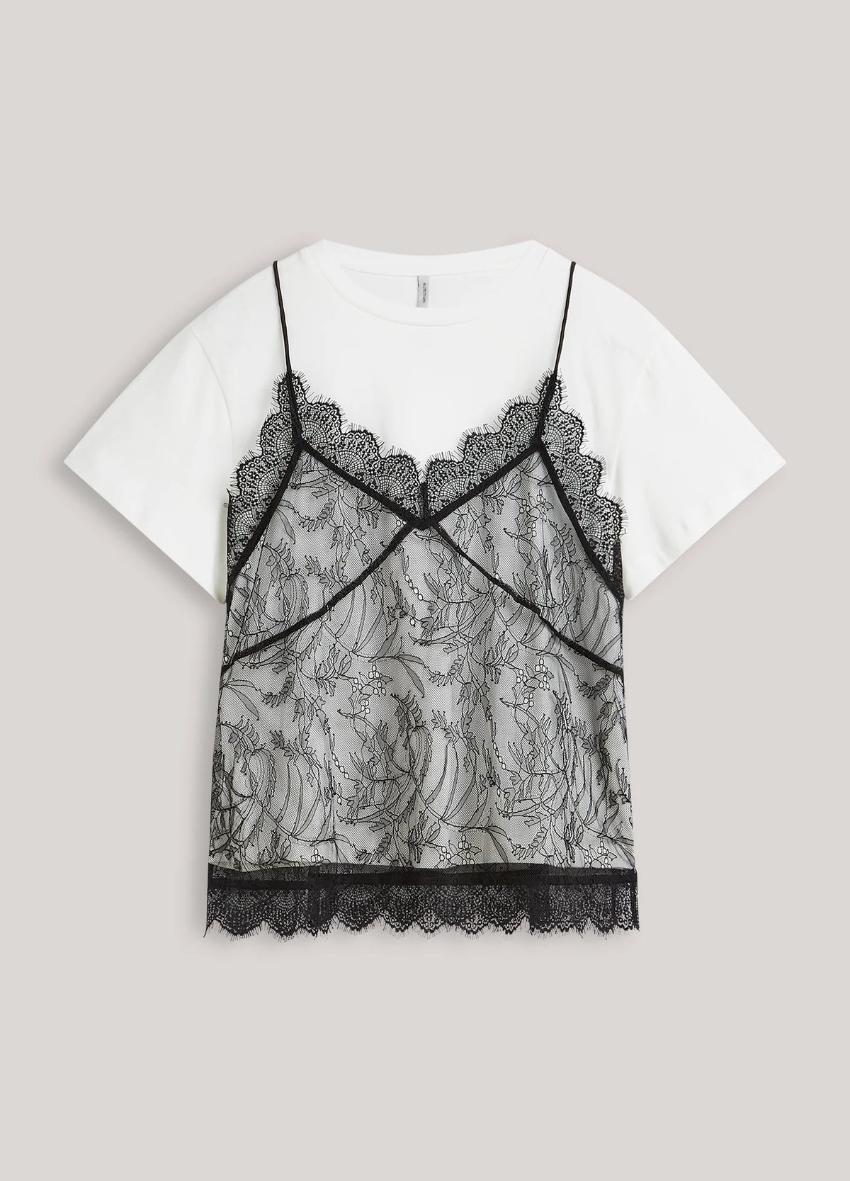 SUMMUM Boxy T-Shirt aus Jersey mit Spitze